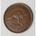 AUSTRALIA 1939 . HALF  1/2 PENNY . ROO . ERROR . PLANCHET FLAW